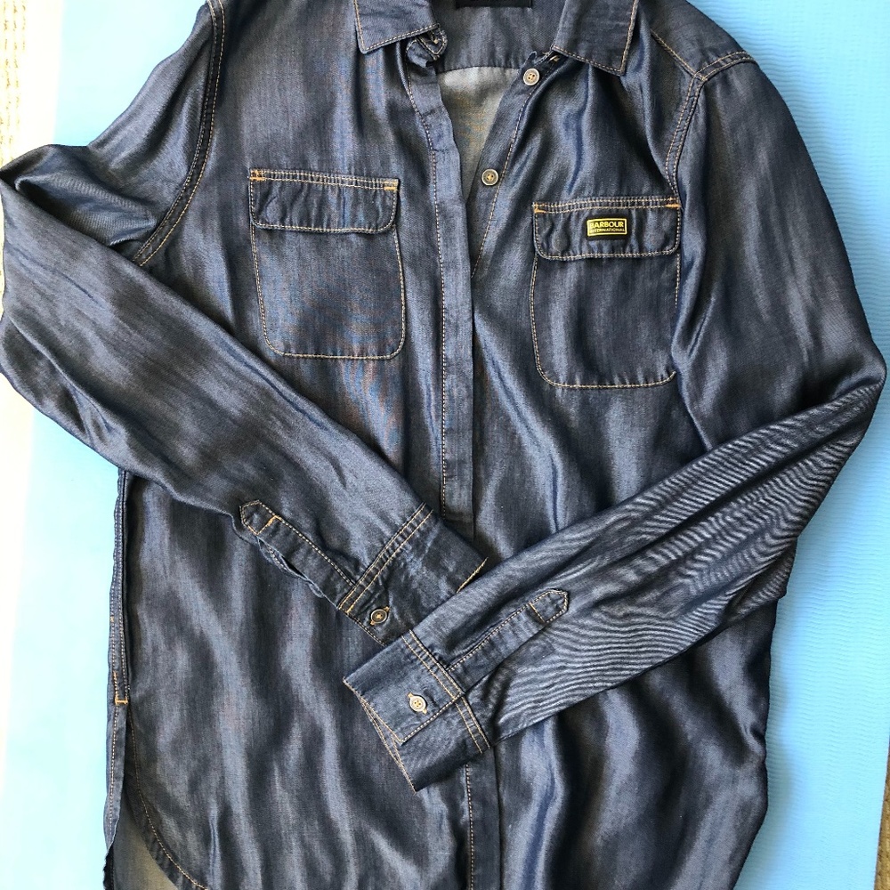 Barbour International silken denim shirt.
